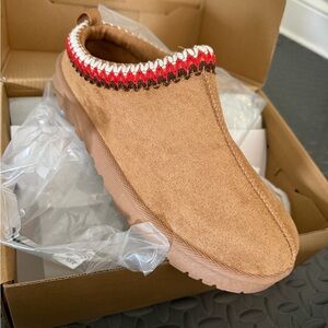 Matisse Tan Mules with Red and White Accents